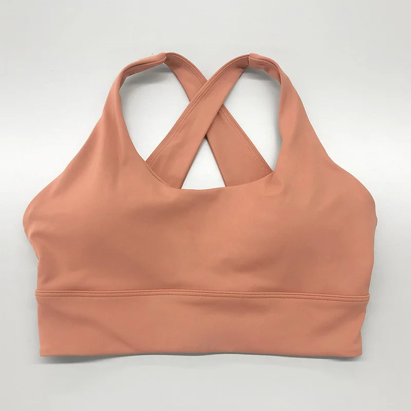 Solid Color Women Fitness Bra Tight Yoga Vest Sports Tank Top Workout Training Thickened Crosss Beauty Back Removable Chest Pad