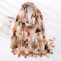 fashionable 18090 cm luxury floral print cotton linen ladies scarf temperament female long scarf shawl designer fashion scarf