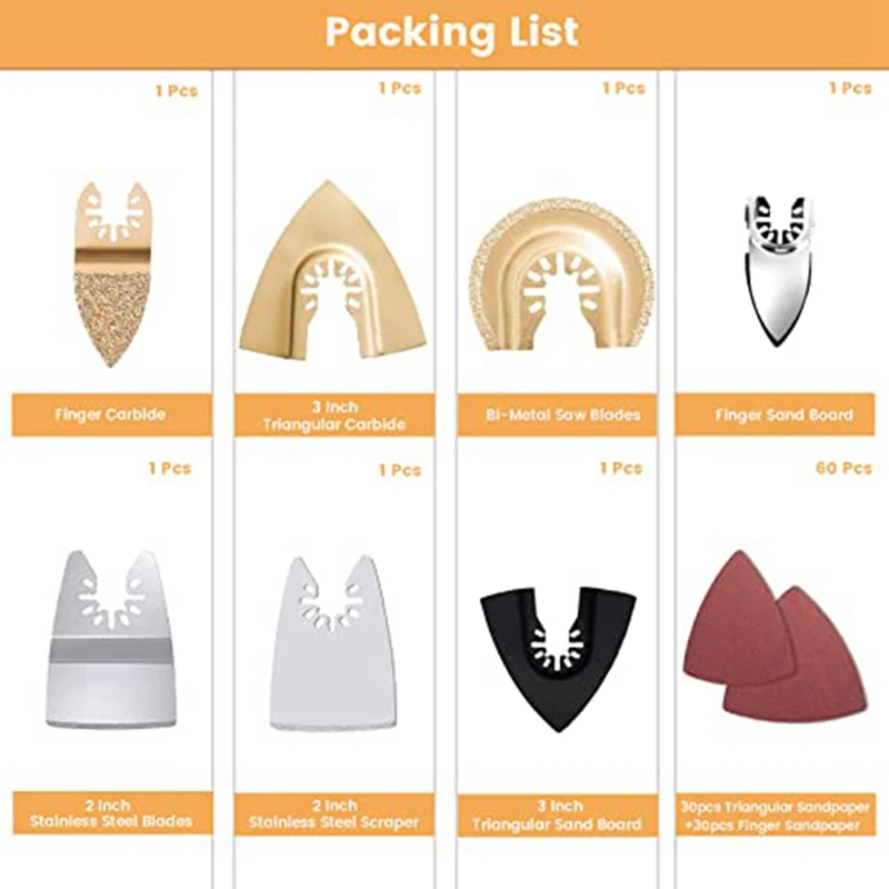 

84 Pcs Oscillating Tool Blades, Quick Release Oscillating Saw Blades Kit, Universal Wood Metal Plastic With Fein, Dewalt