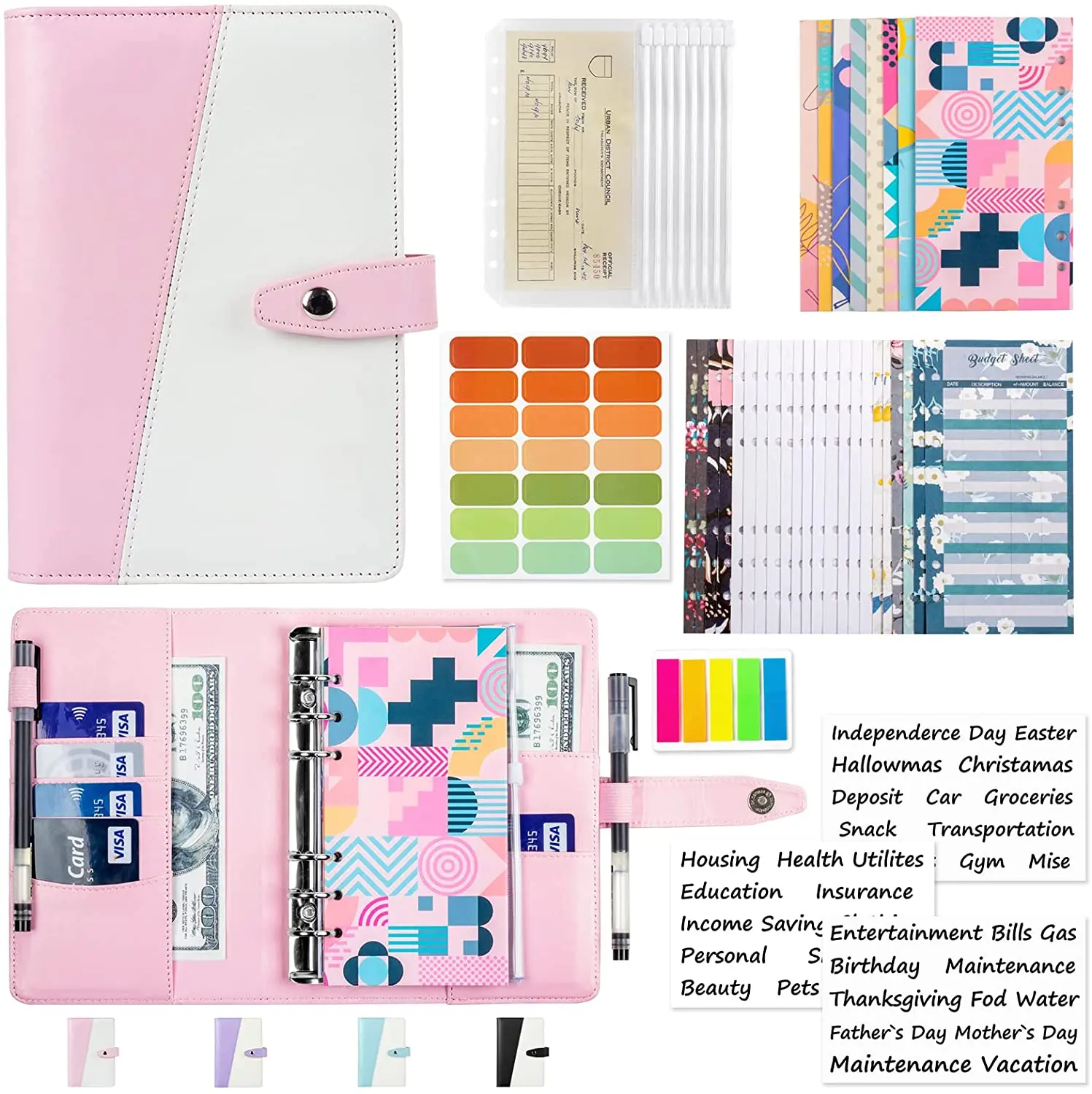 

A6 Binder Budget Plan Notepad, Binder, Binder Pocket, Budget Binder, Cash Envelope, Budget Envelope (Pink)