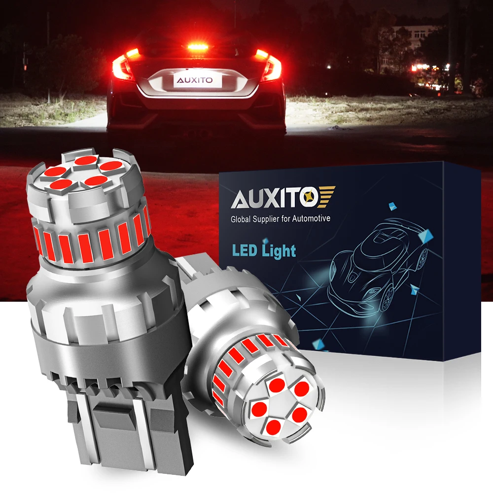 AUXITO 2 шт. W21W W21/5W T20 7440 7443 Srck светодиодный красный стробоскоп без ошибок стоп-сигнал