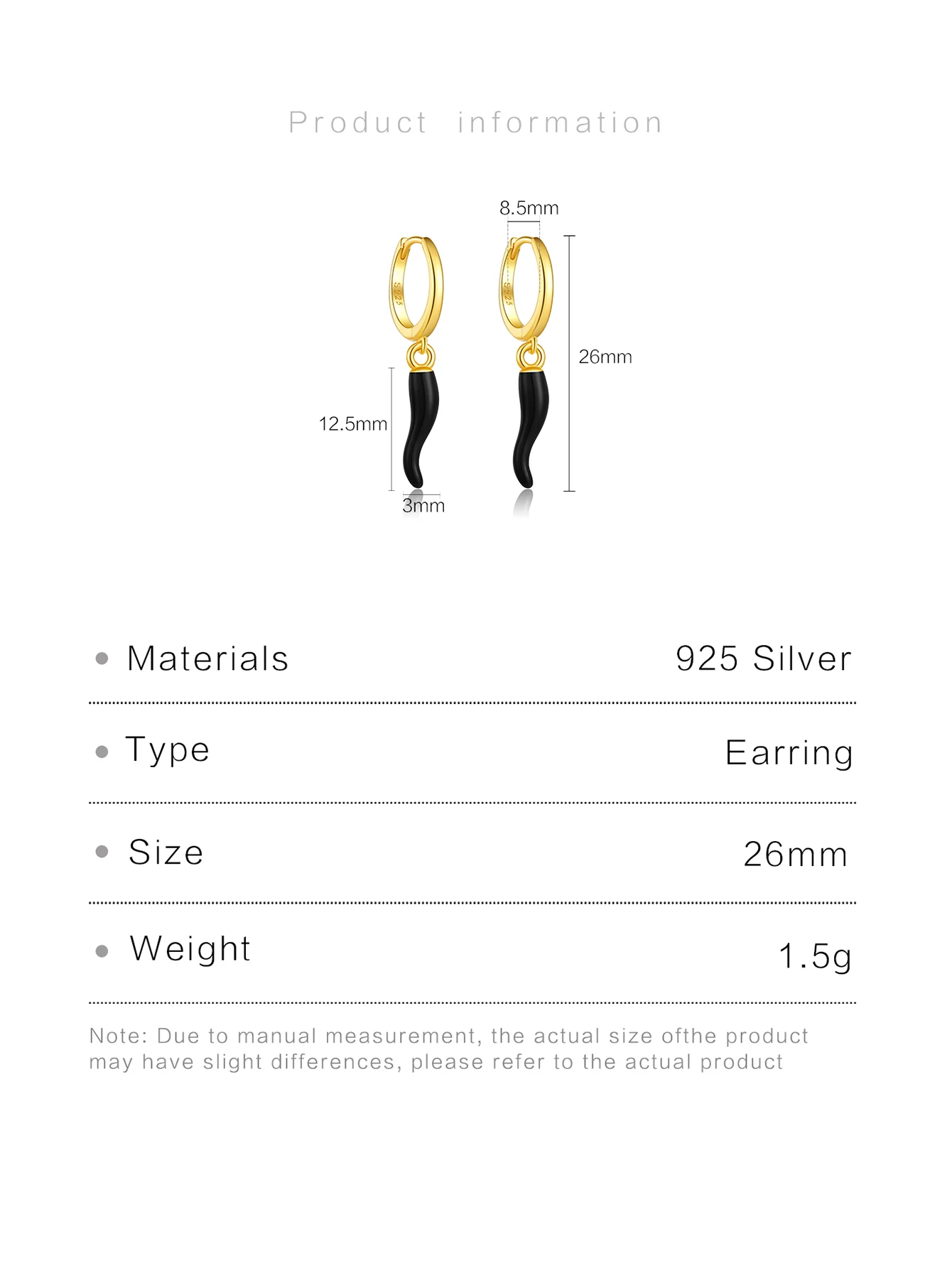 DPLAOPA новинка 925 года серьги-подвески из Стерлингового золота с черной молнией