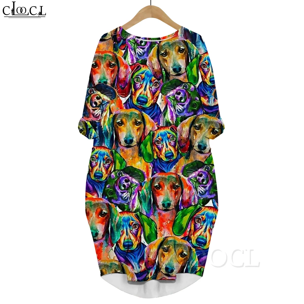 CLOOCL модное платье с рисунком собаки свободное повседневное 3D принтом для дочки