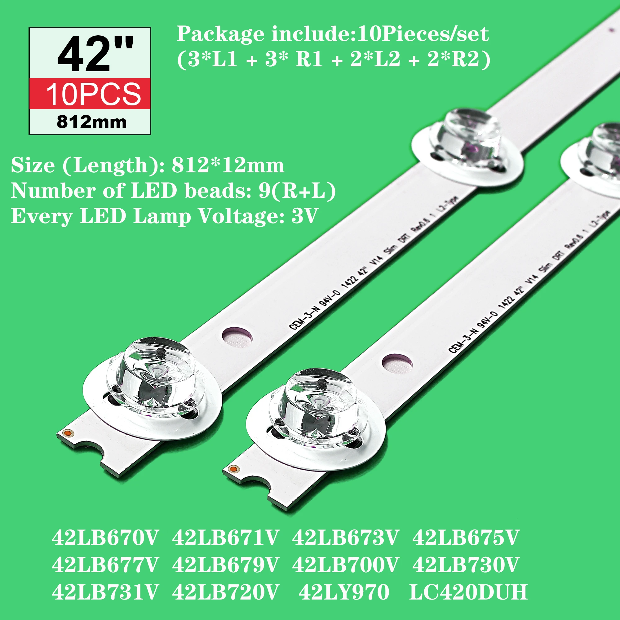 

NEW10PCS LED backlight strip for LIG 42LB670V 42LB671V 42LB673V 42LB675V 42LB677V 42LB679V 42LB700V 42LB730V 42LB731V 42LB720V