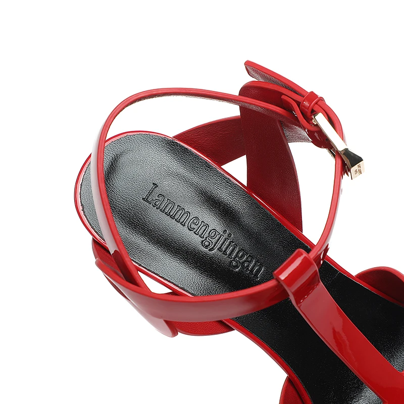 2023 new fashion patent leather leisure brand fish mouth sandals thin heels high heels 10CM wedding party women's sandals 35-43