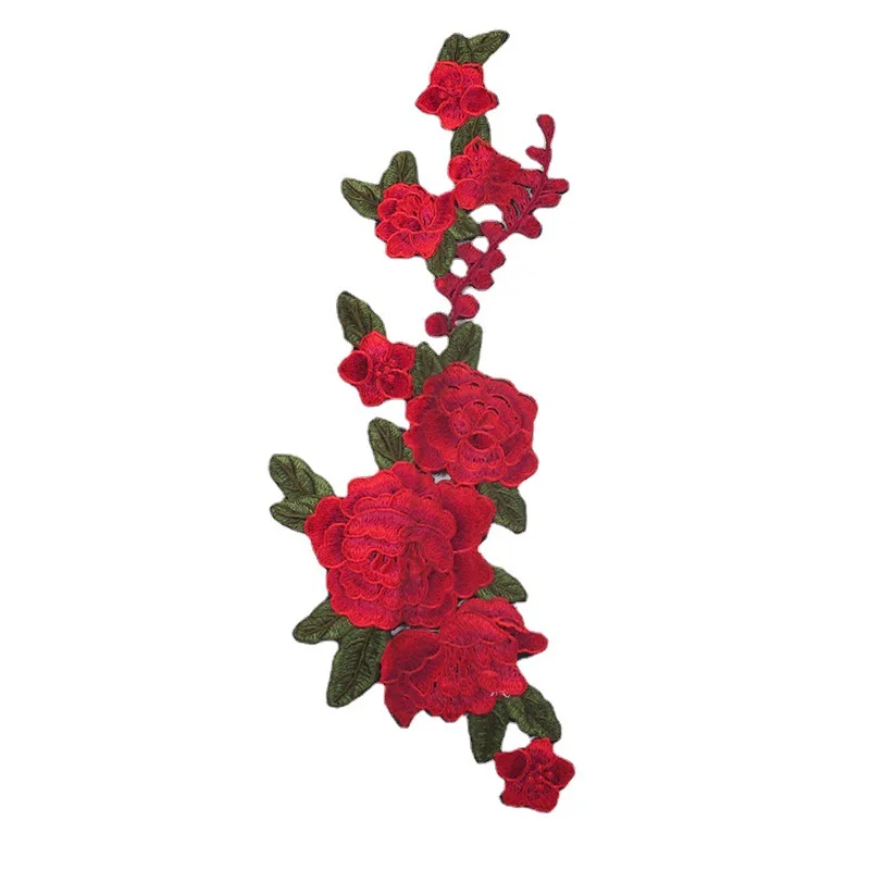 20 шт./партия нашивки с вышивкой в виде красных пионов