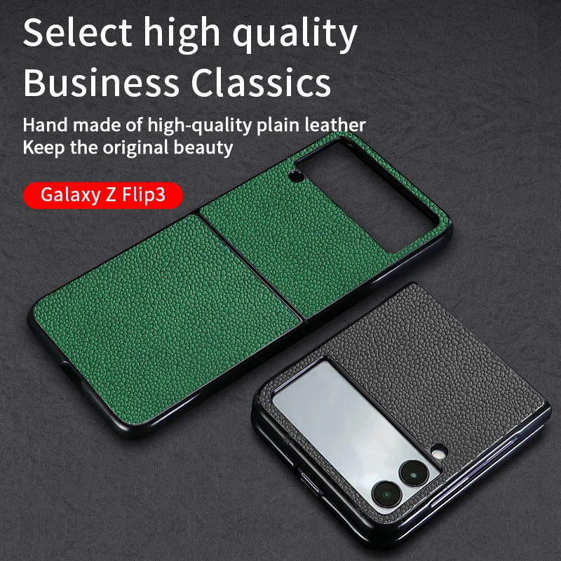 

Luxury Business Leather For Samsung Galaxy Z Flip 3 5G Hard PC Back Cover ZFlip3 Ultra-thin all-inclusive shockproof Shell Case