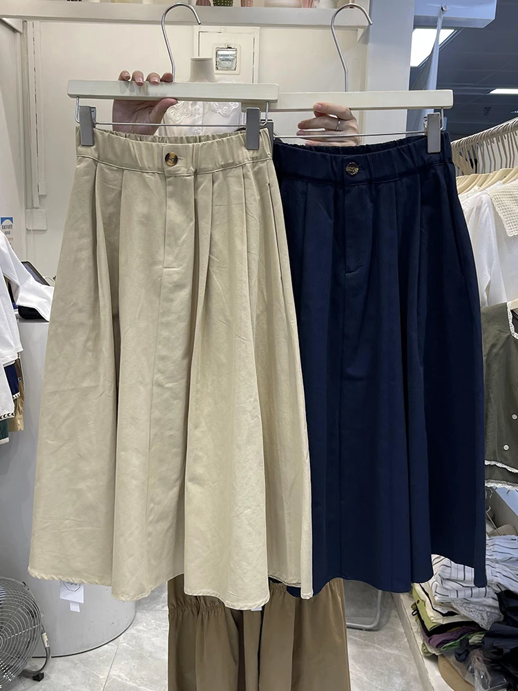 

A-line Skirt Ladies 2022 Autumn South Korea Solid Temperament Age Reducing All-match Korean Elastic High Waist Sweet Skirts