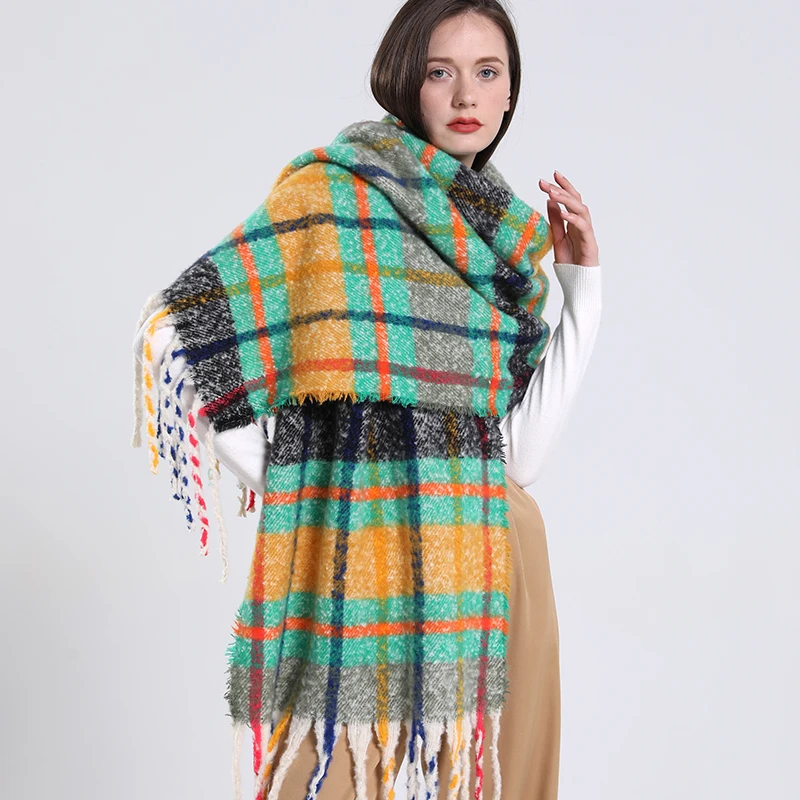 

Luxury Brand Winter Plaid Cashmere Scarf Shawl Wraps Blanket Scarves Warm Students Necks and Thicker bufanda invierno mujer