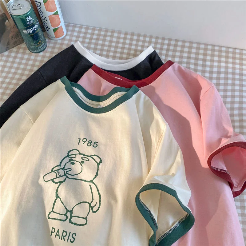 

Женские футболки с рисунком медведя Privathinker, повседневные топы с короткими рукавами и круглым вырезом, свободные летние женские футболки