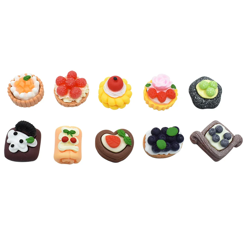 10 шт. кавайный десертный пирог из смолы, искусственная еда, искусственные еды, материалы с плоским основанием, кабошон, Очаровательная фотоальбом «сделай сам»