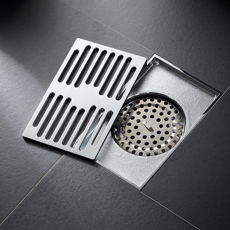 

Rectangular Floor Drain Bathroom Shower Room 9*14cm Extended Strip Large Drainage All Copper Anti-odor