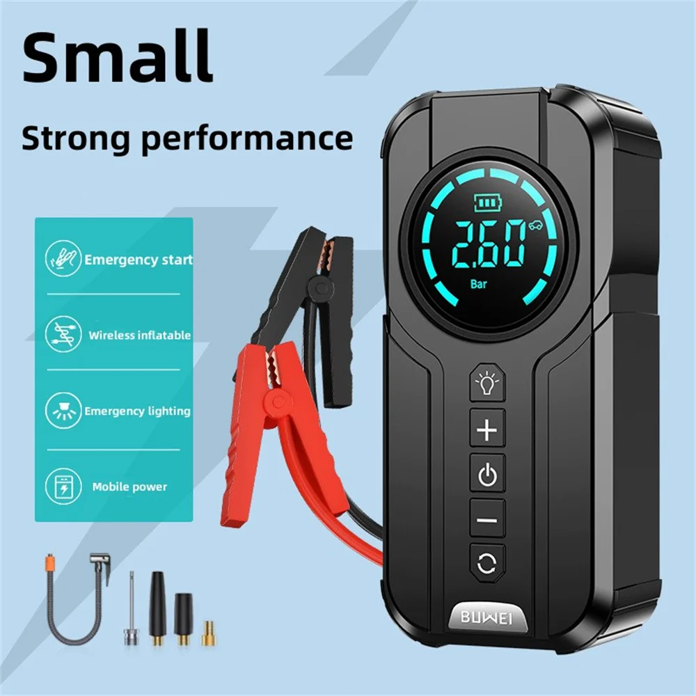 

4 In 1 Car Jump Starter Air Pump Power Bank Lighting Portable Air Compressor Cars Battery Starters Starting Auto Tyre Inflator