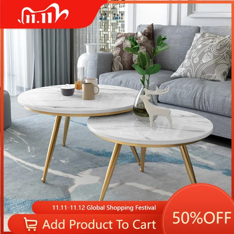 

Marble Round Coffee Table Round Nordic Sofa Side Table White Extendable Gold Living Room Mesa Auxiliar Entrance Hall Furniture