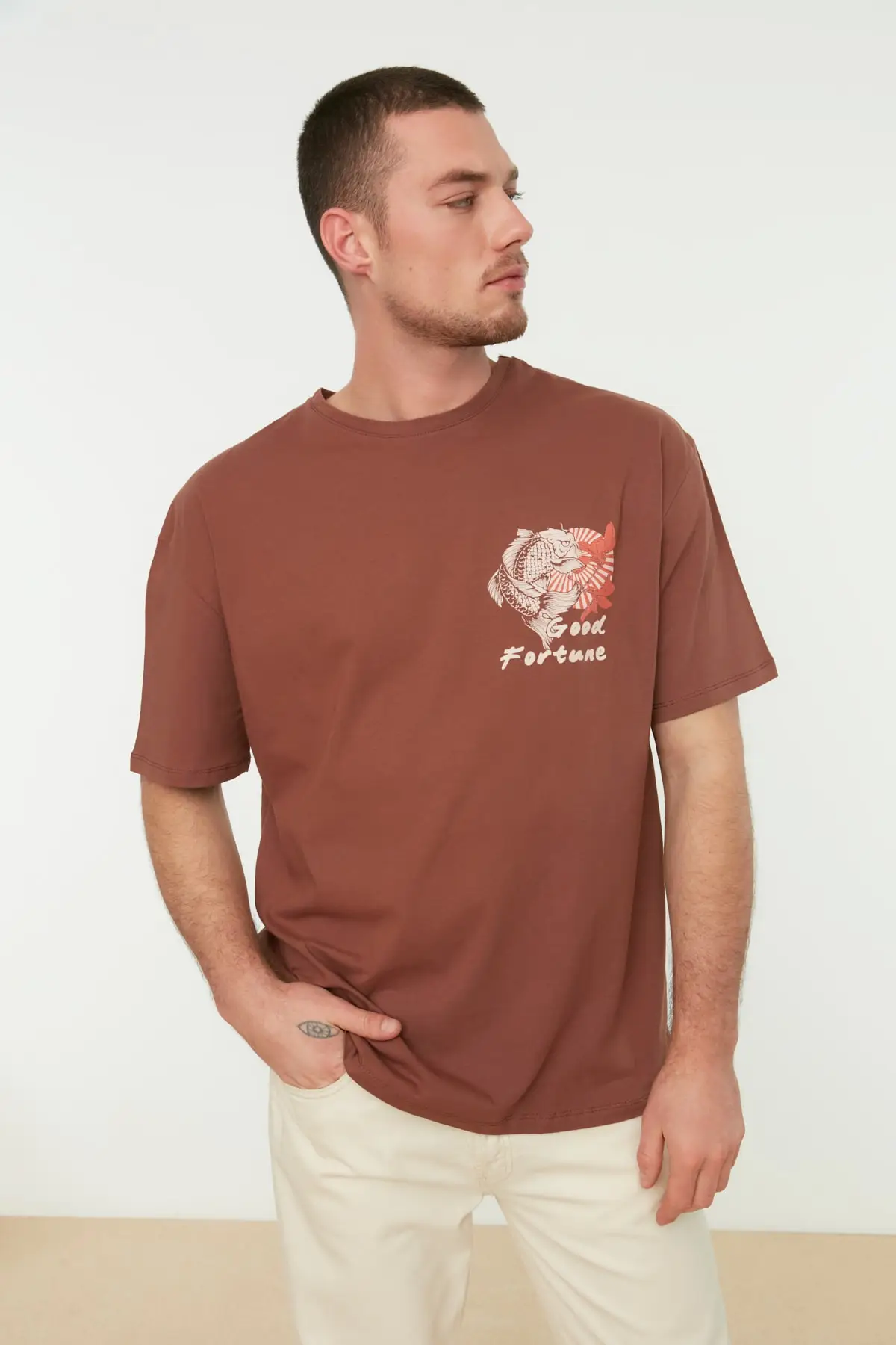 

Men's Relaxed Fit Bike Collar Short Sleeve Printed TShirt