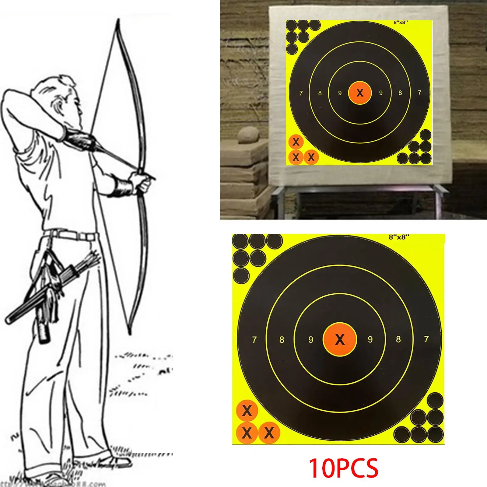 

10Pcs 8" Shooting Target Replacement Adhesive Reactive Paper Targets Splatter for Shooting Exercise Shot Accessories Outdoor