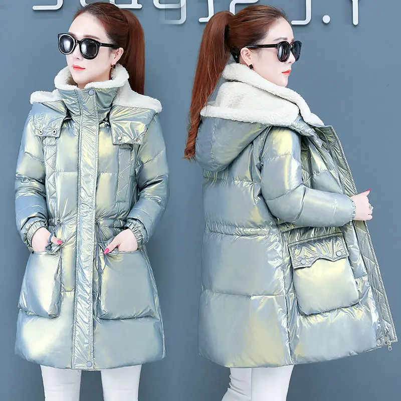 

Winter Glossy Down Jacket 2022 Fashion Detachable Hooded White Duck Down Jacket Warm Thicken Windproof Parka Snow Outwear Female