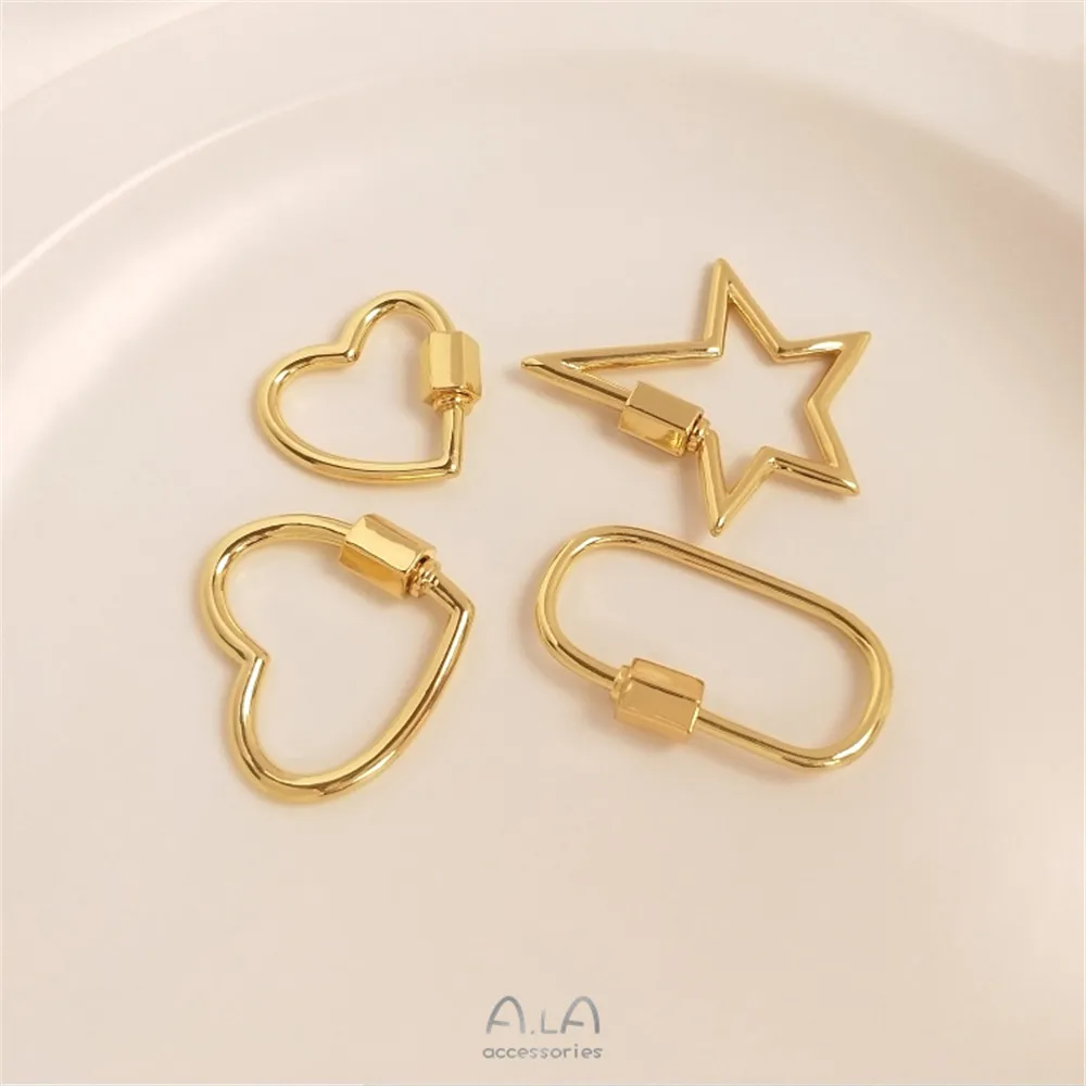 

18K Gold Filled Plated Heart star geometry turnbuckle pendant accessories DIY first jewelry necklace buckle
