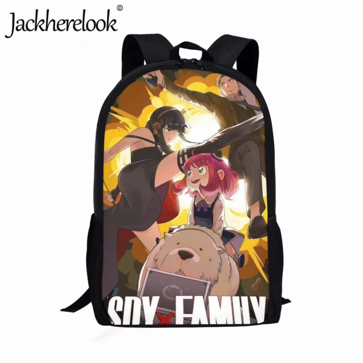 Jackherelook Japanese Anime Spy X Family Backpack Boys Girls School Bags Teenagers Cartoon Book Bags Student Casual Knapsack