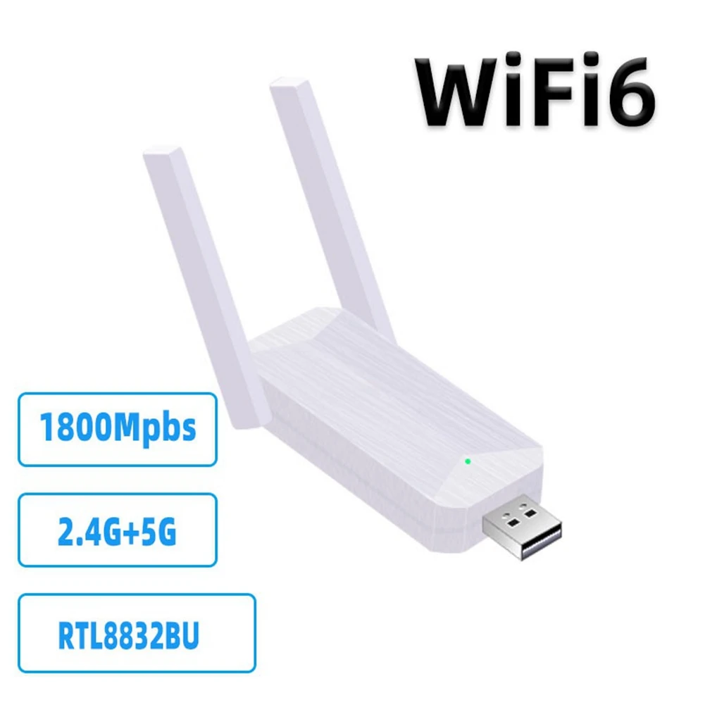 

WiFi6 USB WiFi адаптер 1800 Мбит/с двухдиапазонный AX1800 2,4G/5 ГГц сетевая карта Wifi Dongle приемник для ПК ноутбука Windows, белый