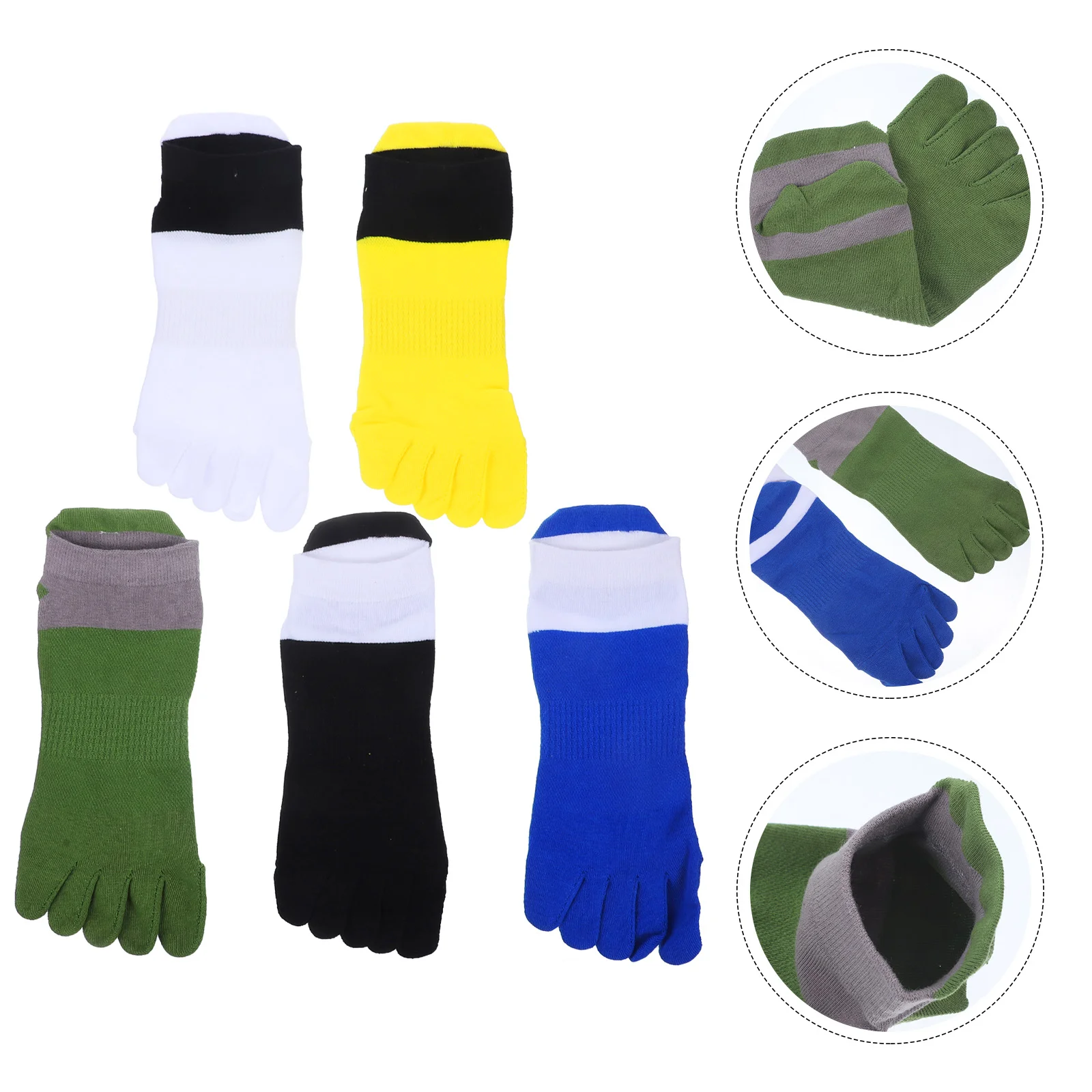 

5 Pairs Mens Breathable Socks Five Toe Separated-toes Skin-friendly Exercise Low Cut Cotton Man