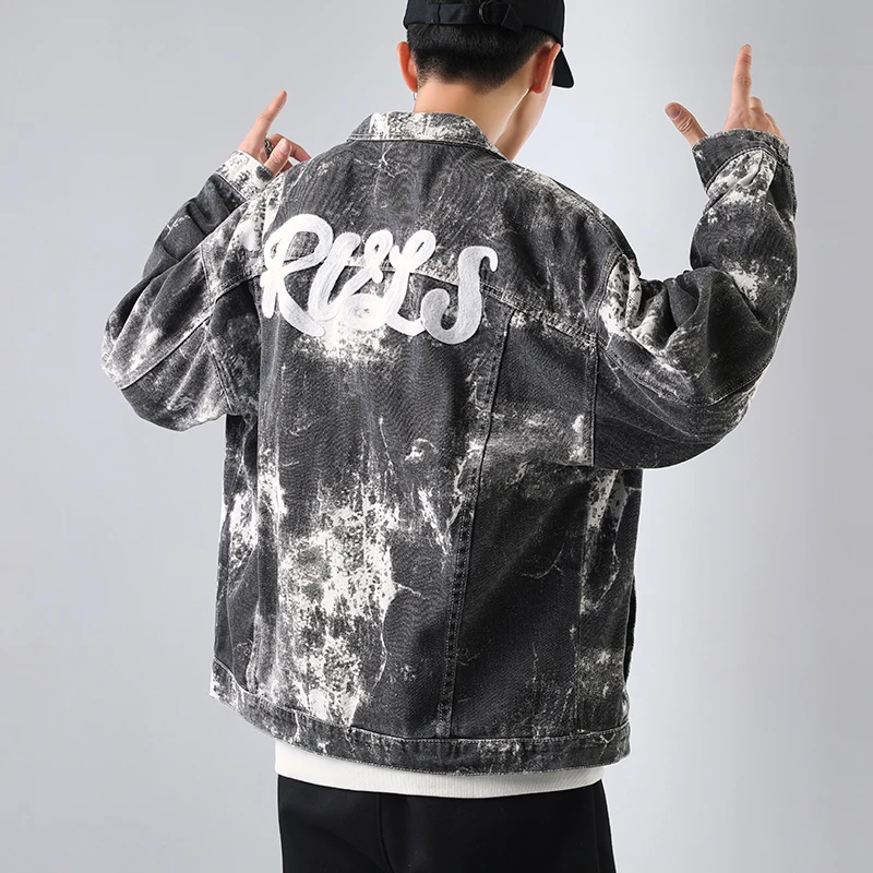 Мужская джинсовая куртка в стиле хип-хоп | одежда