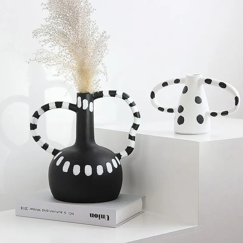 

Полимерная ваза в скандинавском стиле, украшения для гостиной, обеденного стола, Цветочная композиция, искусство, высушенные цветы, аксессу...