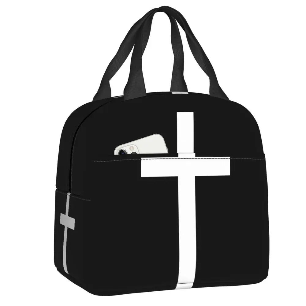 

Catholic Jesus Cross Lunch Bag Women Thermal Cooler Insulated Christian Religious Lunch Box for Kids School Food Picnic Bags
