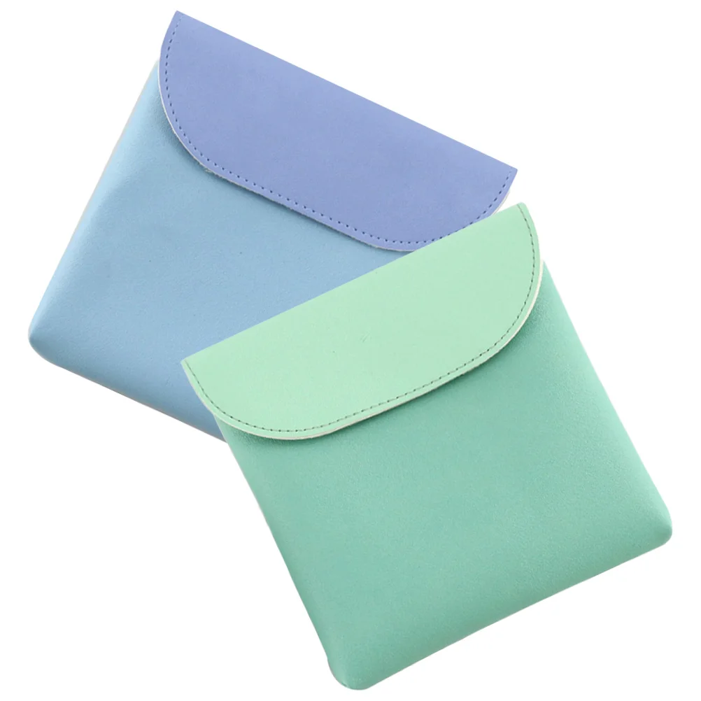 

2 Pcs Sanitary Towels Travel Menstrual Pad Pouch Monthly Bag Napkin Container Pu Period Outdoor Storage Miss Multipurpose Small