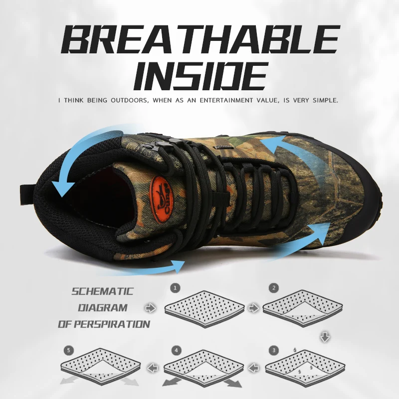 New Men Military Tactical Boots High Top Camouflage Hiking Shoes  Men Waterproof Durable Outdoor Trekking Men's Hunting Boots