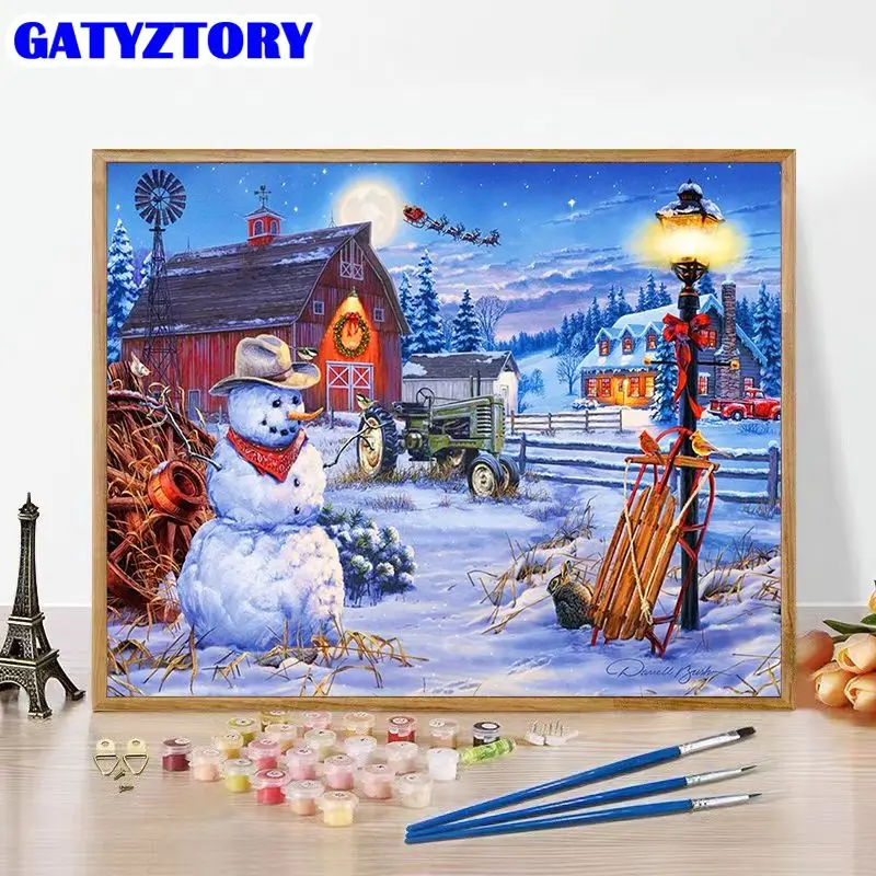 

GATYZTORY Oil Painting By Number Winter Landscape Drawing On Canvas DIY Pictures By Numbers Kits Home Decor HandPainted Art Gift