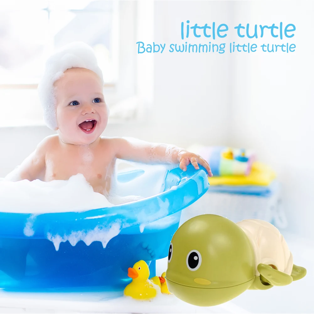 

Baby Water Toy Infant Swim Turtle Wound-up Chain Clockwork Tortoise Bath Toys Parent-child Interactive Shower Water Toy Set