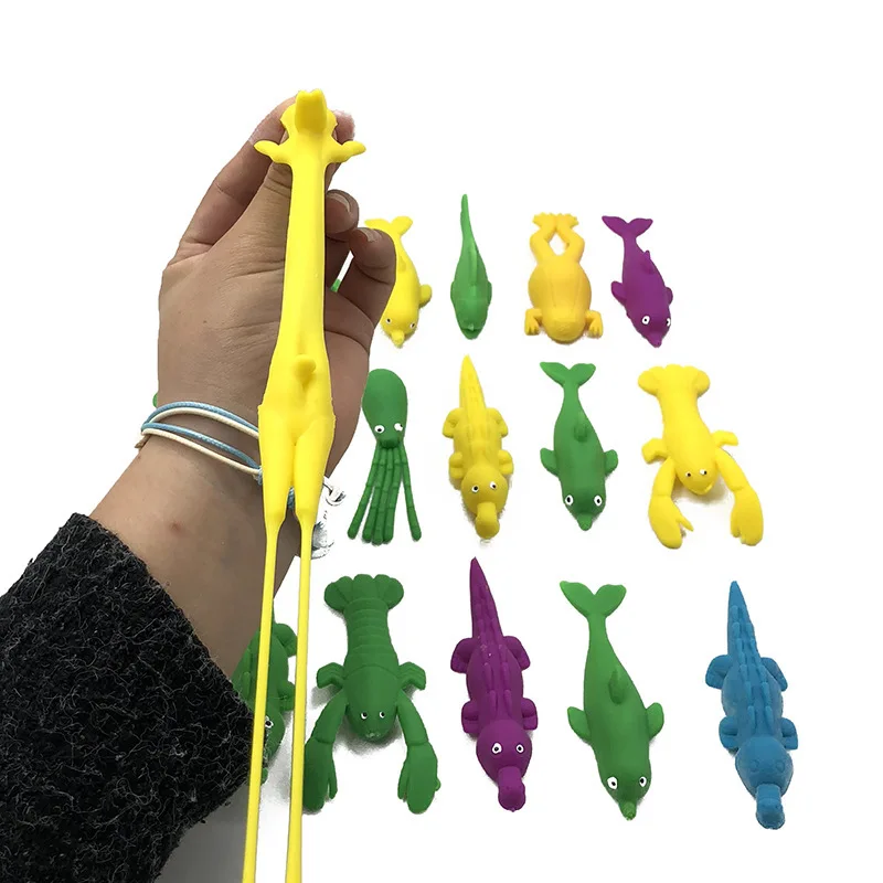 

5pcs Catapult Fidget Toy Soft TPR Marine Animal Series Catapult Slingshot Vent Ball Glue Toys AK427