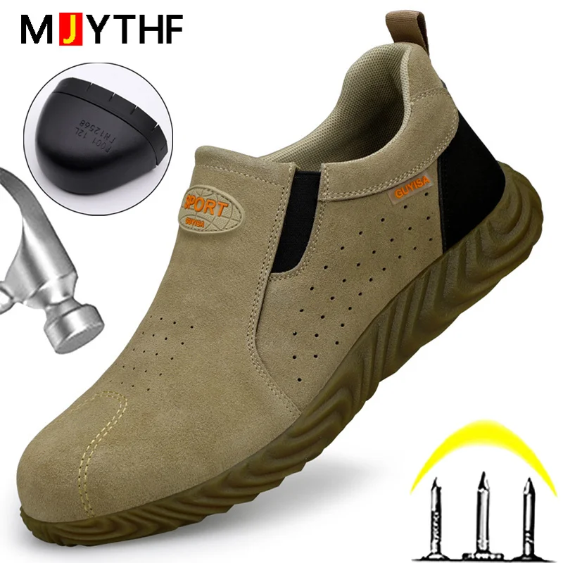 

2023 качественная замшевая защитная обувь из воловьей кожи, неразрушаемая обувь для сварщика, непробиваемые рабочие ботинки, безопасная мужская обувь