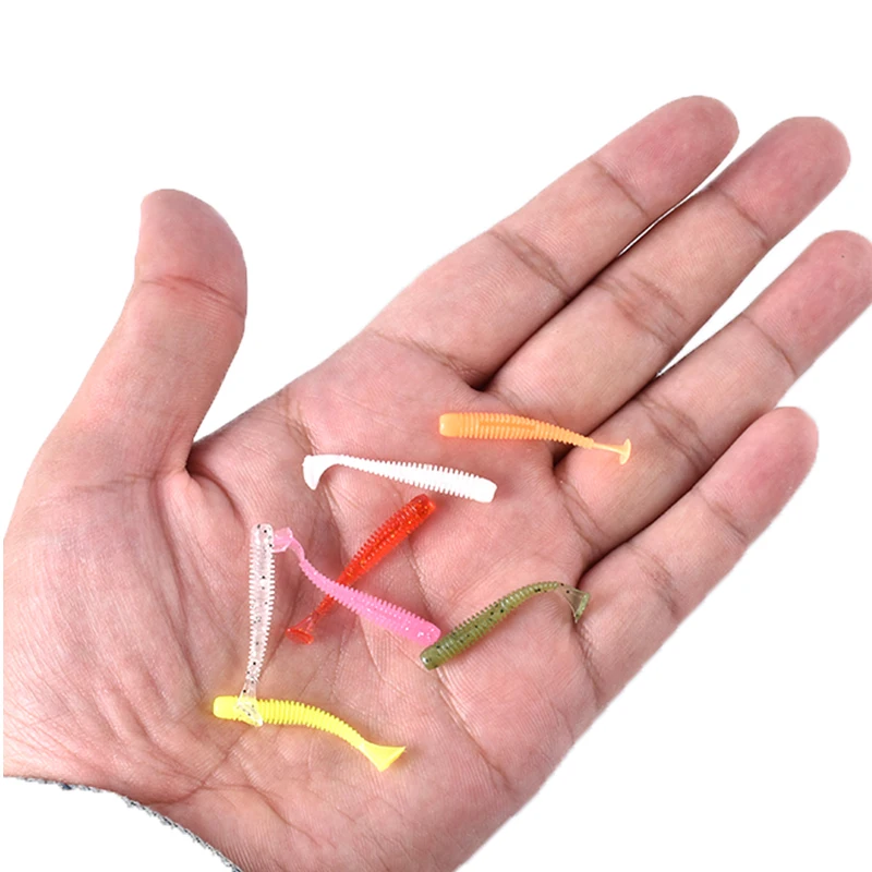 

Water Sniper Soft Worm Fishing Lure T-Tail 3cm 0.1g PVC Micro Bait 20Pieces/Bag Small Jig Wobbler For Fishing Goods