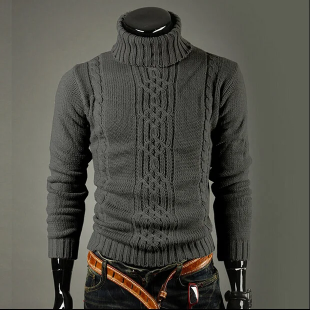 

Men's High Turnover Collar Pullover Jacquard Sweater Men's Sweater