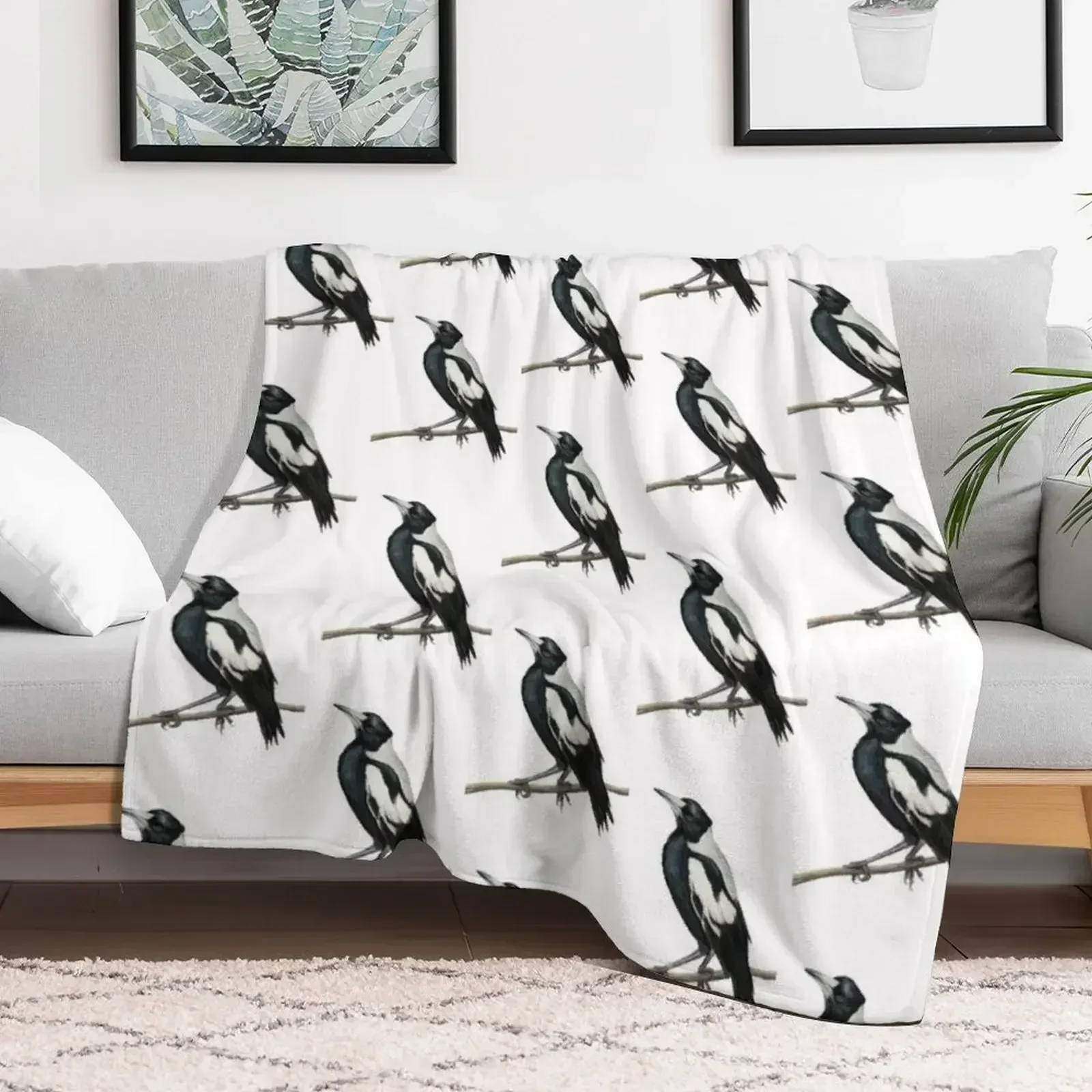 Австралийская сорока иконовая птица Коллингвуда - рисунок. Плед. Пушистые одеяла