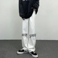 men pants hip hop japanese text print y2k women jeans korean fashion streetwear hip hop men pants jeans aesthetics ins hot sale
