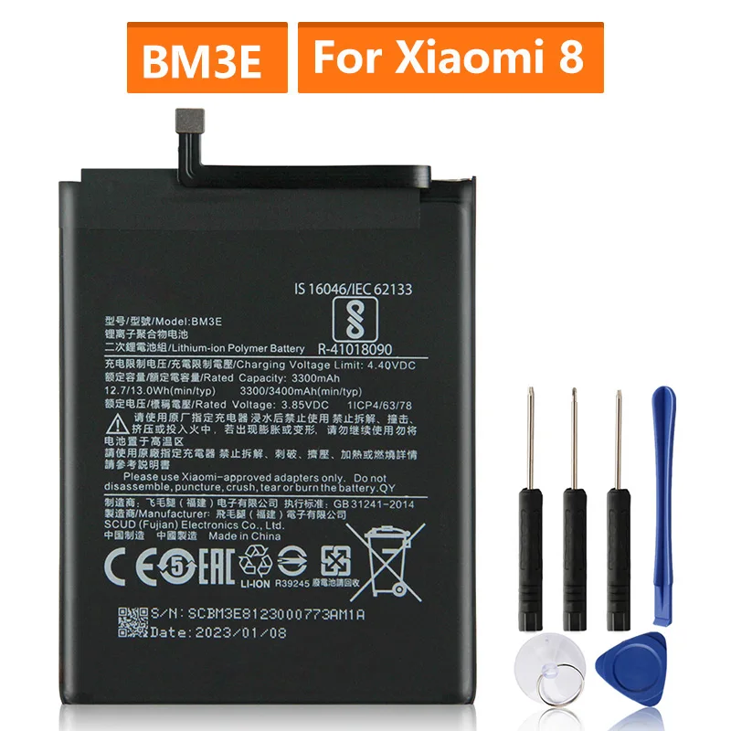 Сменный аккумулятор BM3E для Xiaomi 8 MI8 M8, аккумуляторная батарея для телефона 3400 мАч
