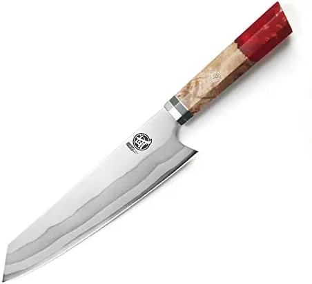 

inch Japanese Kiritsuke Chef Knife, Hand Forged 67 Layers 440C Damascus Steel Kitchen Knives, Meat Sushi Chef's Knife (Blue