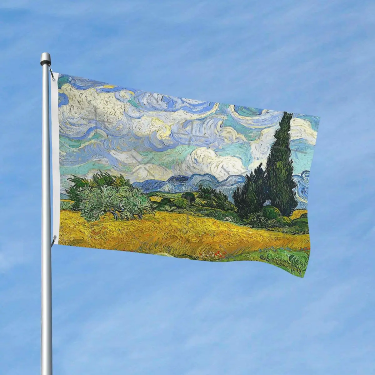 

Wheat Field With Cypresses Flag Decor Modern Decorative Fade Resistant Flowy Delicate