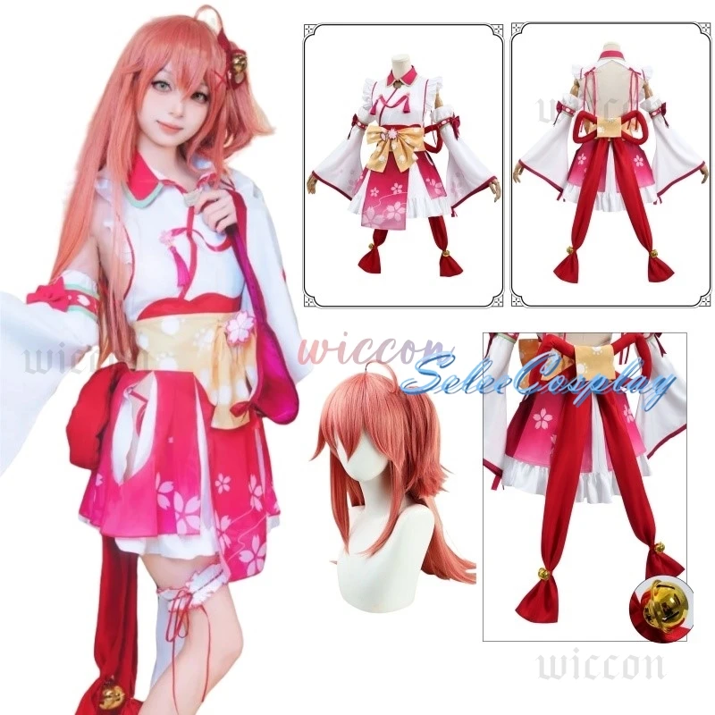 Sakura Miko Cosplay Costume Wig VTuber Hololive Performance Halloween Christmas Fancy Party Props