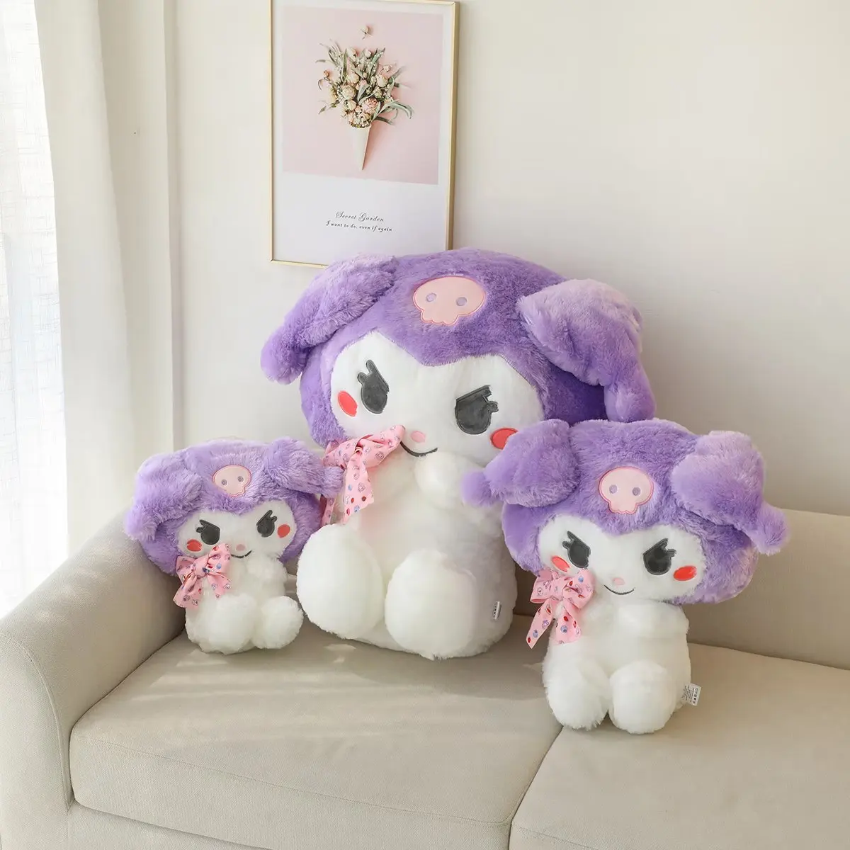 

30-60cm Cute Kuromi Plush Toy Lovely Fluffy Stuffed Anime Cartoon Japanese Style Plushies Throw Pillow For Girl Child Xmas Gifts
