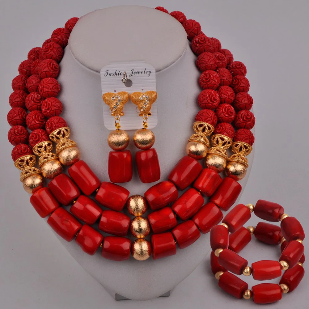 

Fashion African Jewelry Set Nigerian Coral Beads Bridal Jewelry Sets
