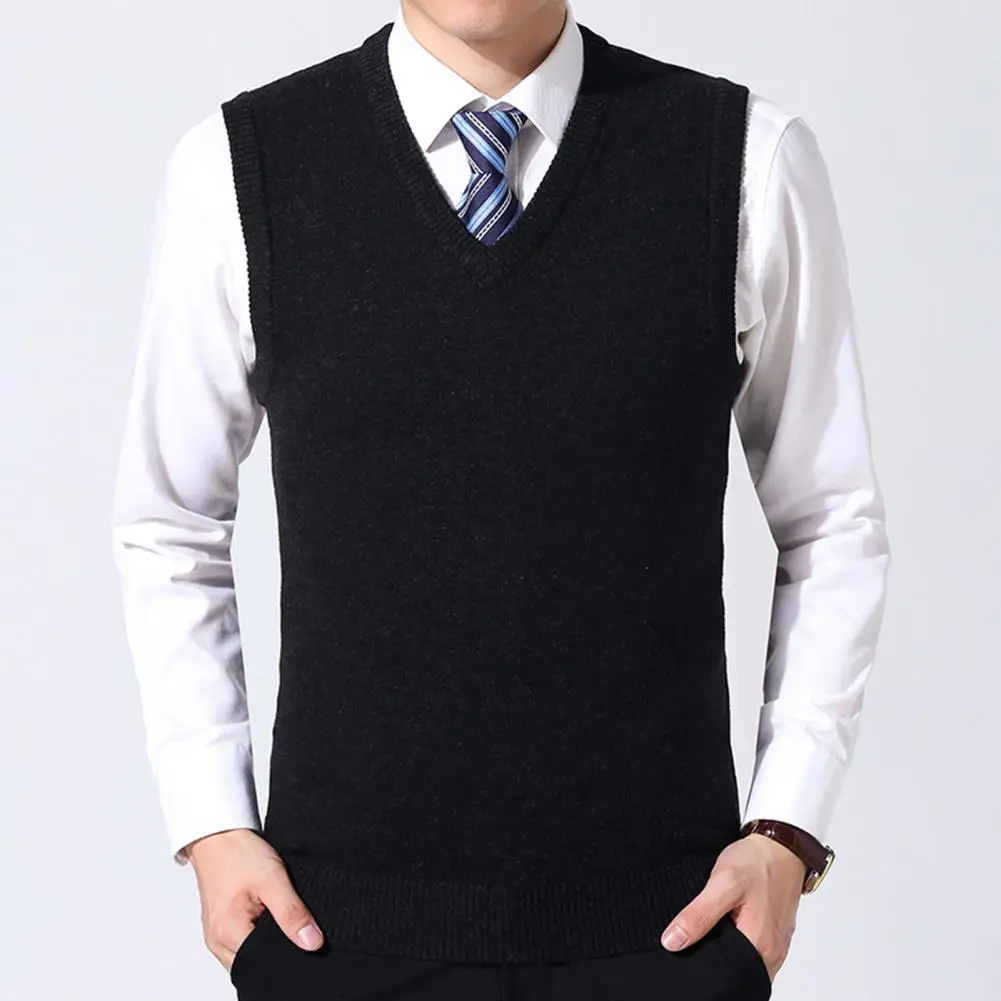 

Men Waistcoat Stylish Male Solid Color Ribbed Bottom Straight Waistcoat for Outdoor Men Knitwear Men Vest Coat