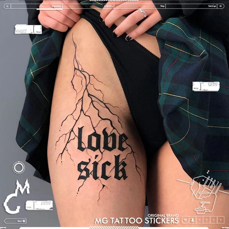 

Водостойкая Временная тату-наклейка, сексуальное тело, любовь, больные английские слова, готический переводной тату, флэш-тату для женщин и ...