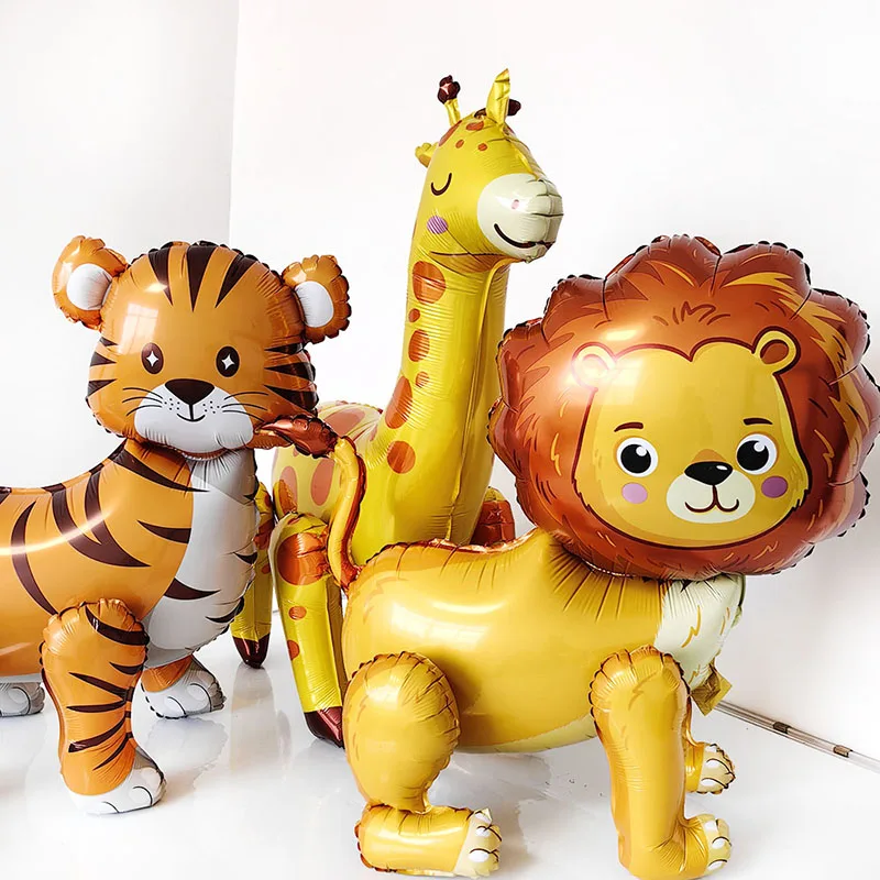 

1pcs Jungle Birthday Party Supplies 4D Balloons Safari Animal Foil Balloon Lion Giant Balloons Animal Theme Party Decoration
