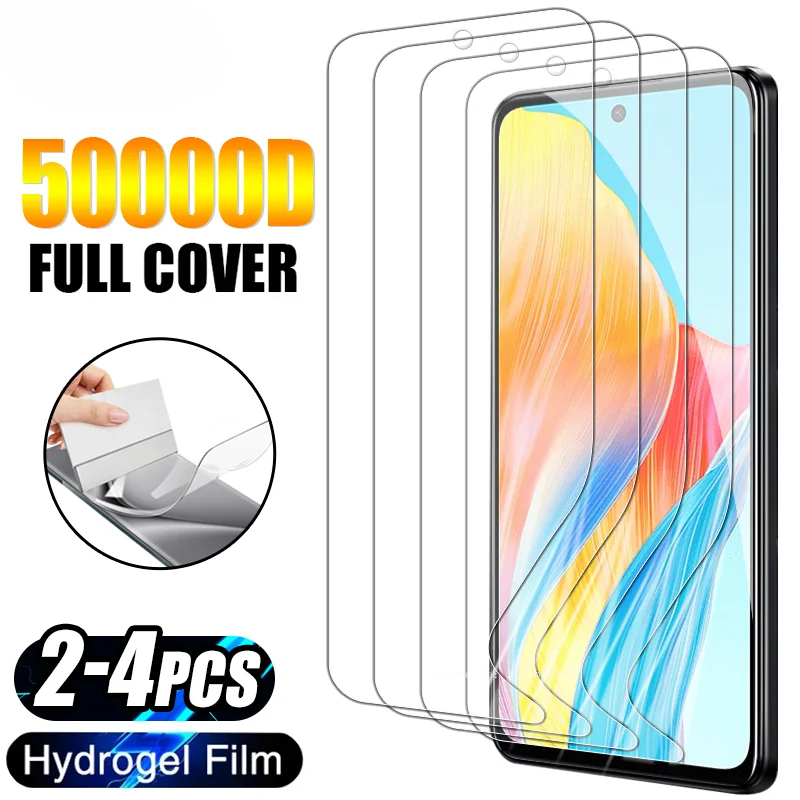 Фото Гибкая Гидрогелевая пленка с полным покрытием для OPPO A78 A38 A58 A18 A98 A60 A59 A79 A77 A57 4G, защитная пленка для экрана, 2-4 шт. №1