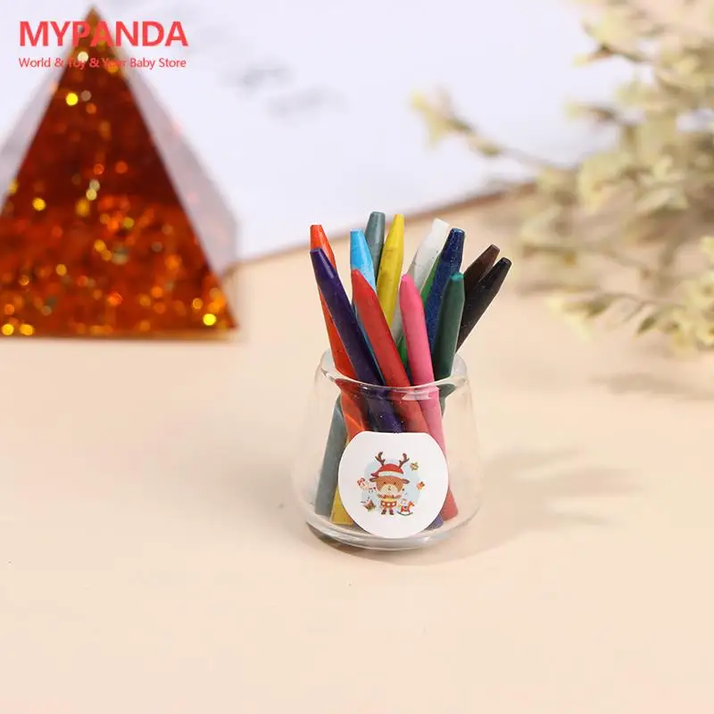 

Миниатюрные разноцветные мелки для кукольного домика, 1 набор (1 бутылка + 12 мелков), 1/12, банки для кукольного домика, игровые аксессуары для к...