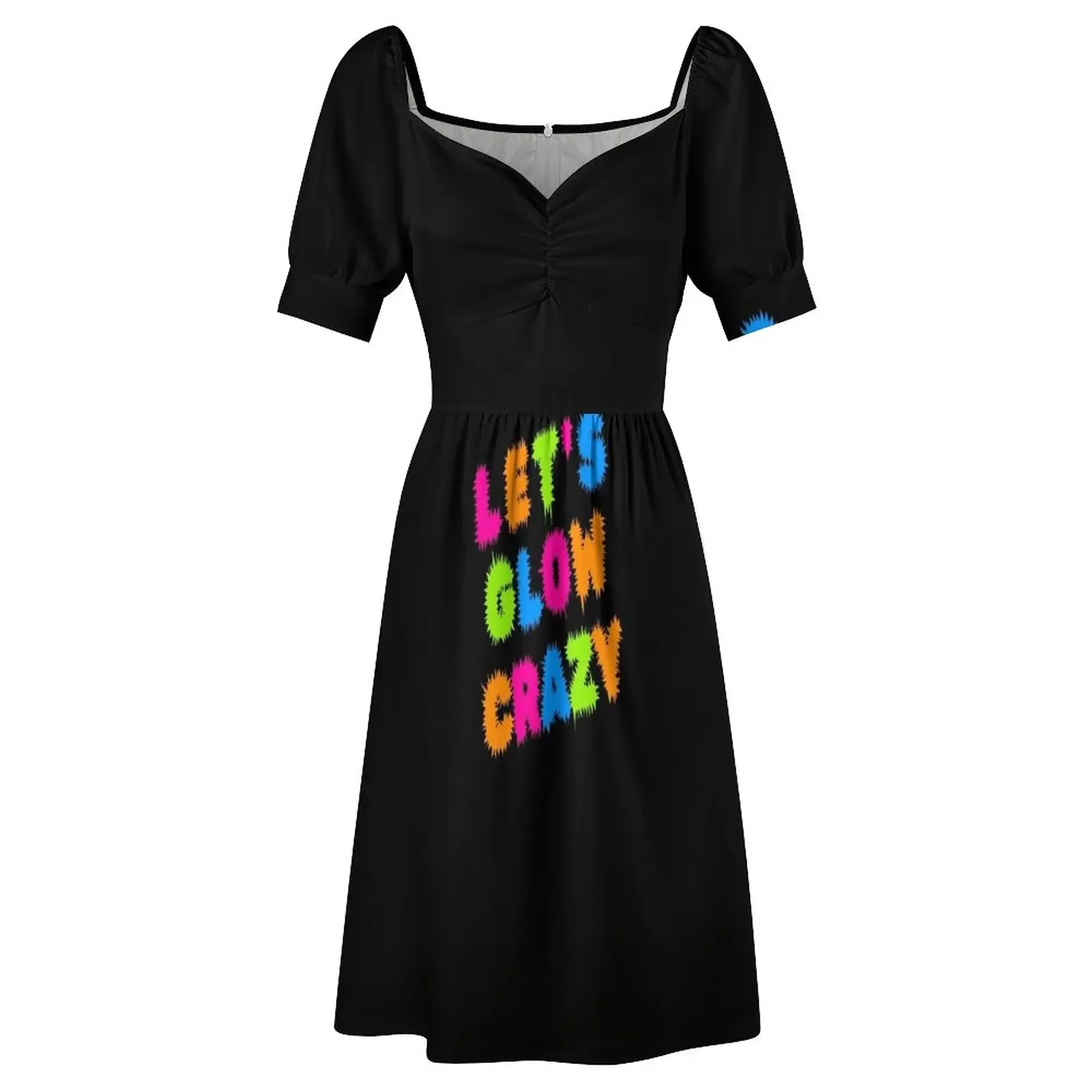 Lets Glow Crazy Party Rave Красочное платье с короткими рукавами церемониальные платья